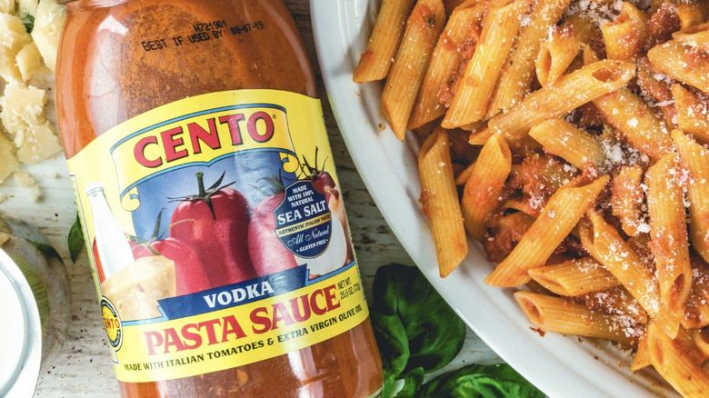 Cento Vodka Sauce jar on table 