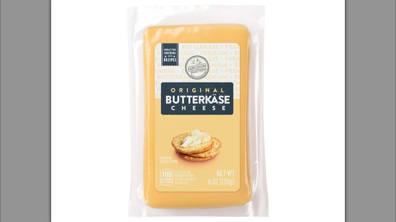 A package of Aldi's butterkäse cheese