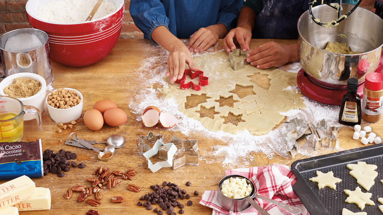 Home bakers making cookies with Aldi ingredients