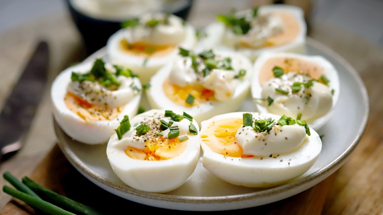 Plate of deviled eggs