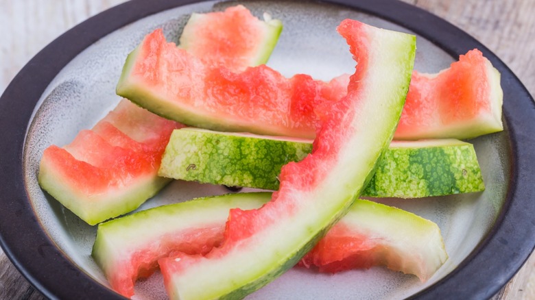 Watermelon rinds on plate