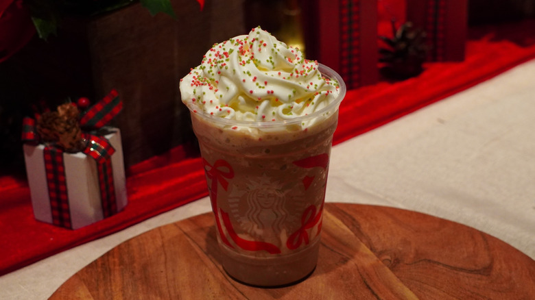 Top view of Starbucks Frozen Peppermint Hot Chocolate