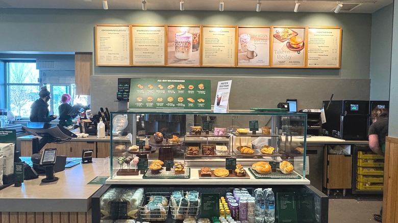 Snapshot of Starbucks interior menu and counter