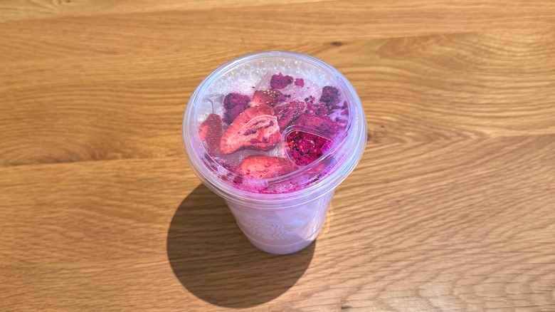 Top view of Starbucks Pink Cannon Ball Drink