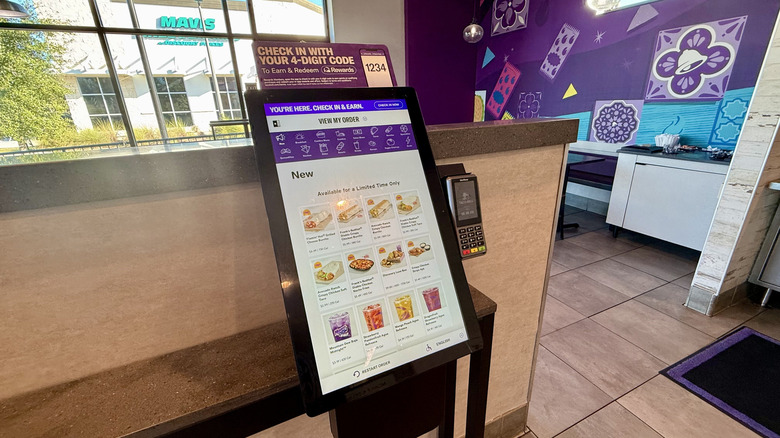 Menu screen at Taco Bell kiosk