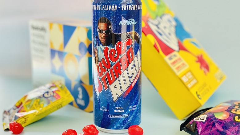 Turbo Rush energy drink and snacks