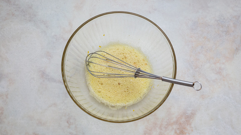 whisked egg whites in bowl