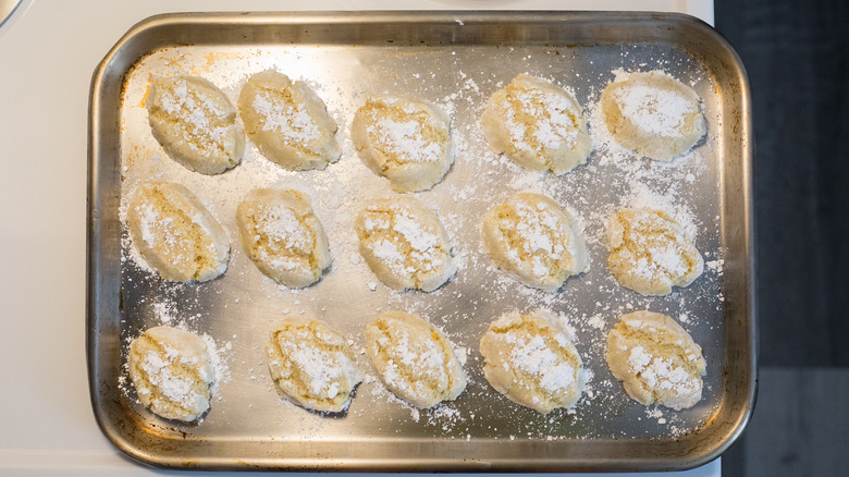 soft cookies on baking sheet