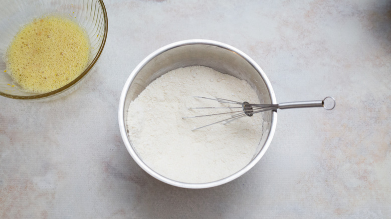 flour in medium mixing bowl