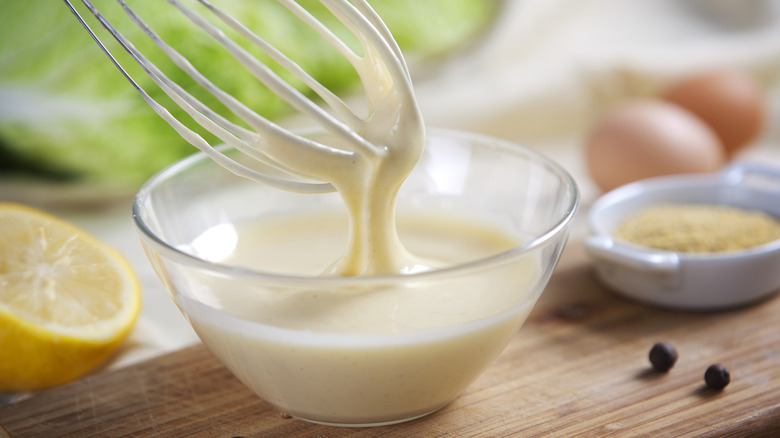 Making homemade mayo