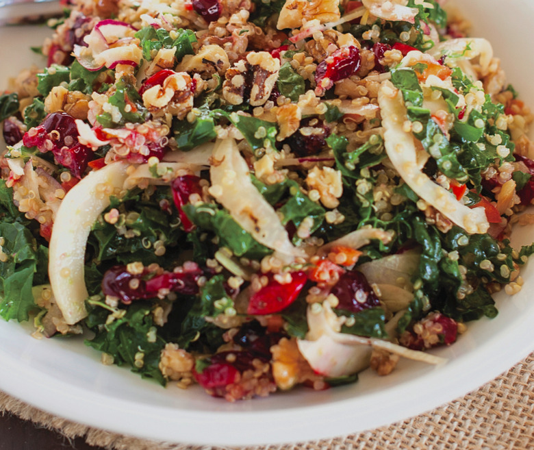 Roasted Garlic Kale & Quinoa Salad With Cranberries Recipe