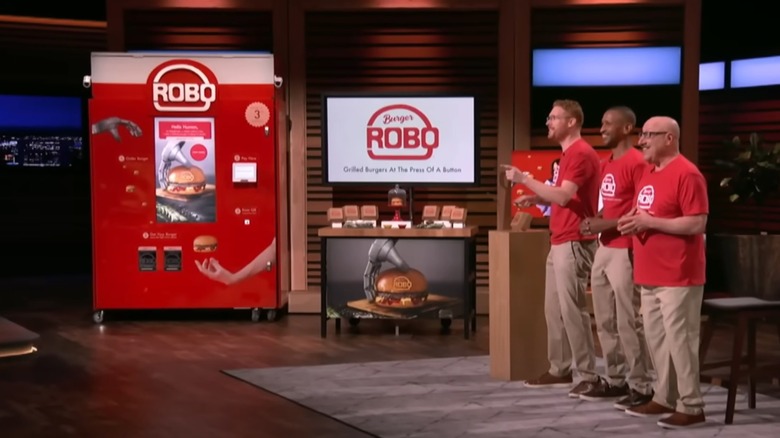 RoboBurger founders presenting on Shark Tank