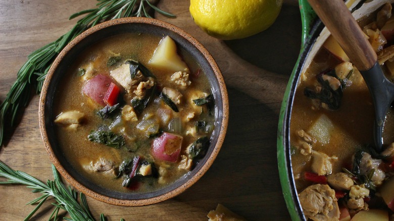 chicken potato stew in bowl