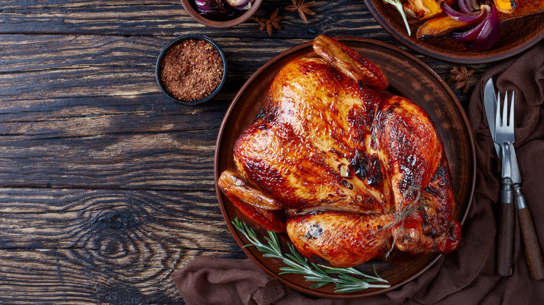 Roast chicken with a crispy skin