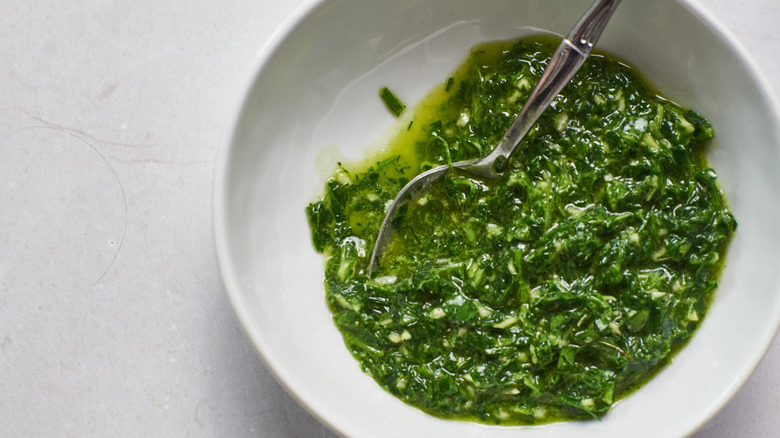 bowl of persillade with spoon