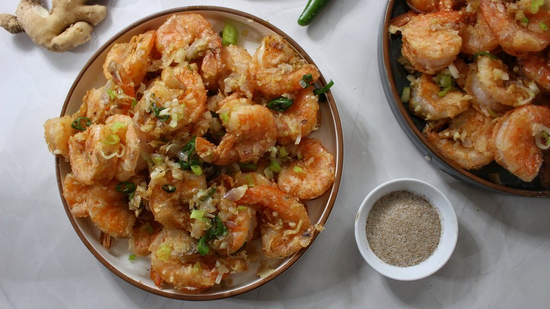 fried shrimp with green onions