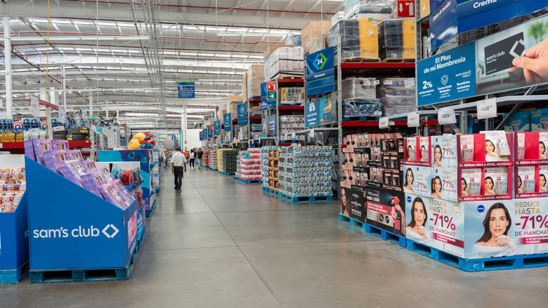 The interior of a Sam's Club store.