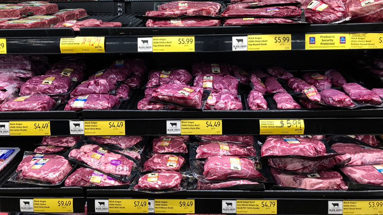 Meat selection at an Aldi grocery store