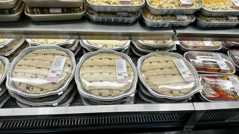 Pot pies in refrigerator case