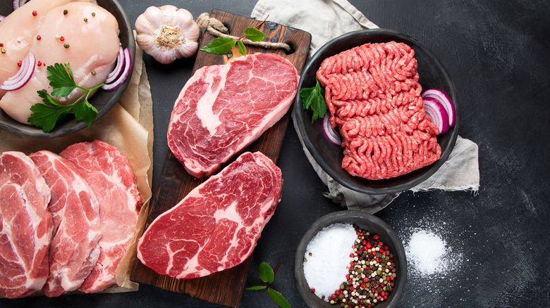 selection of different meats