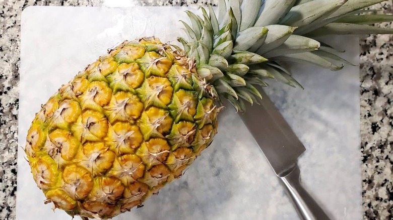 pineapple on cutting board