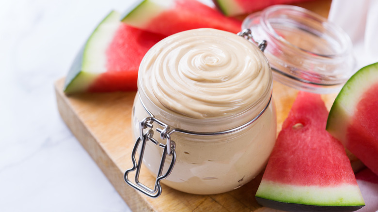 Jar of watermelon seed butter