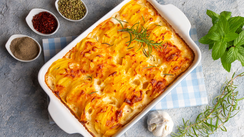 potato gratin served with spices