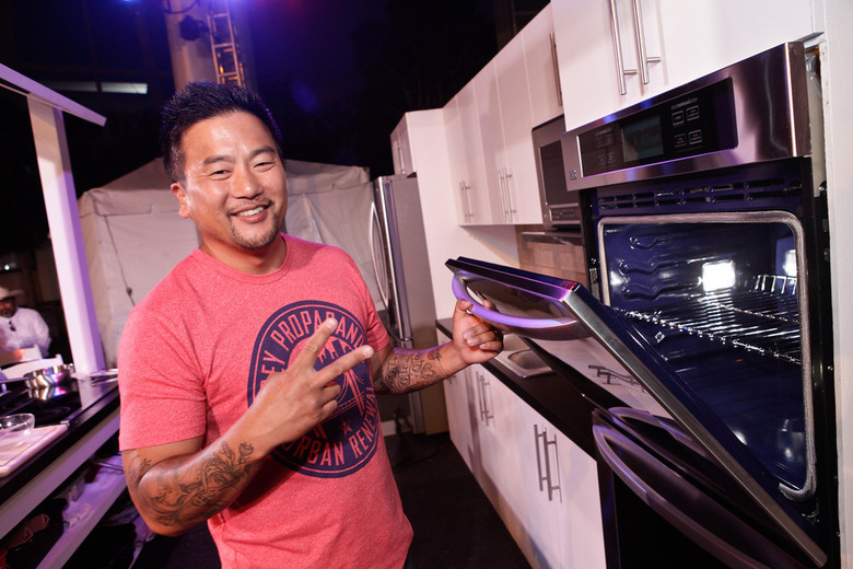 Roy Choi came out from his Kogi truck to talk Street Eats at The Taste of LA.