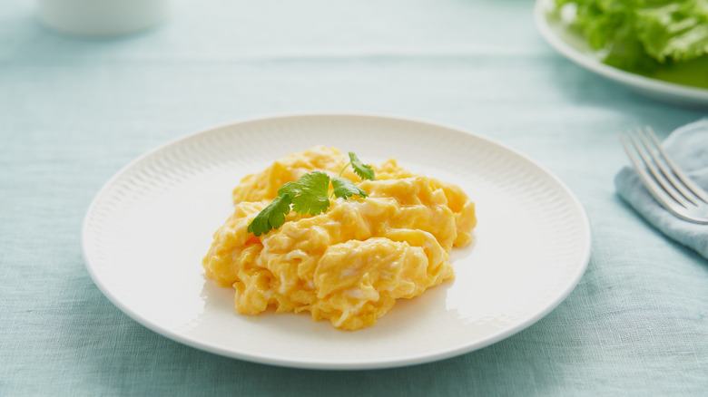 plate of soft-scrambled eggs