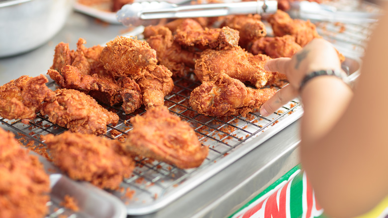 A tray of fried chicken