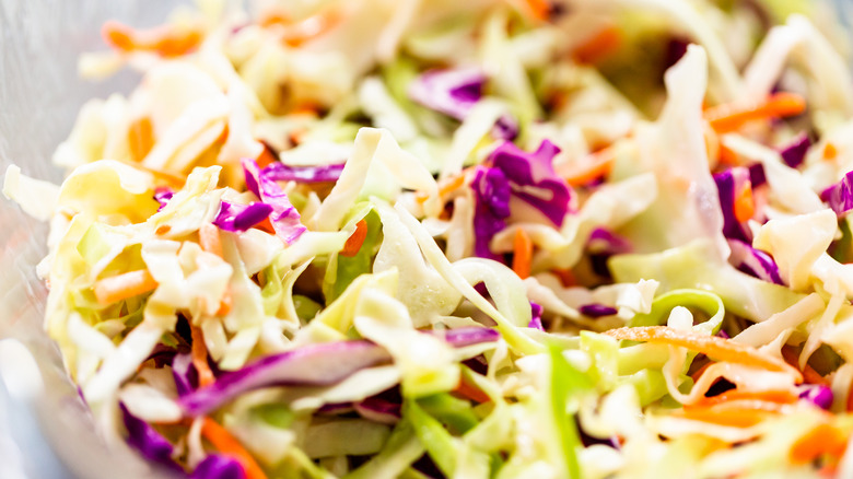 closeup of bowl of coleslaw mix