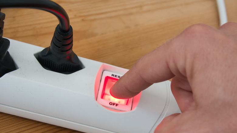 power strip with cords plugged in