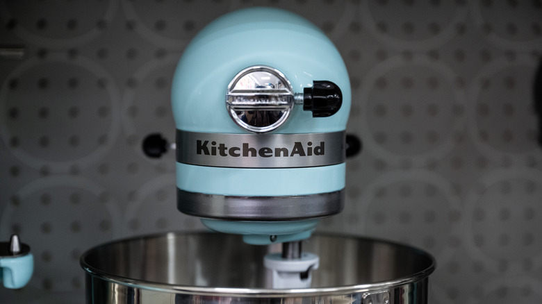 baby blue KitchenAid on store display