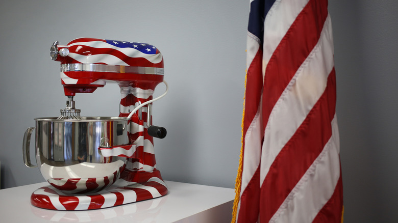 KitchenAid painted with American flag pattern