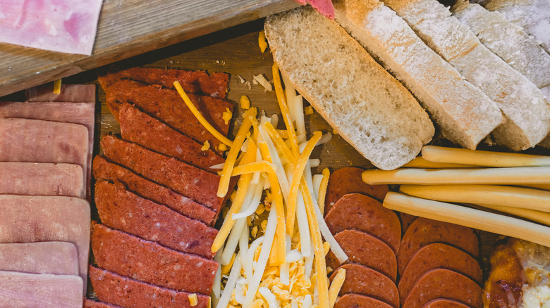 Lebanon bologna on cutting board