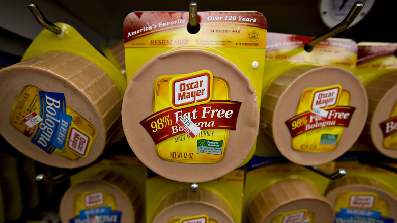 Hanging Oscar Mayer bologna packets