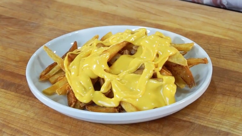Homemade Shake Shack cheese sauce on fries