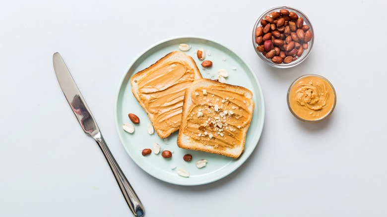 Peanut butter spread on toast