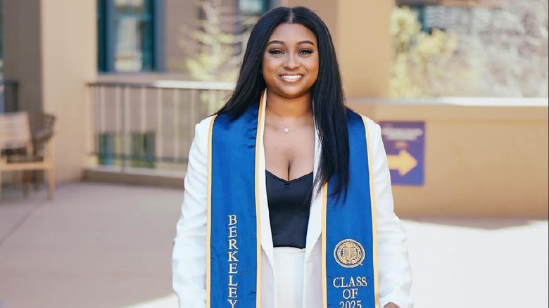 Tyla-Simone in her graduation sash from college