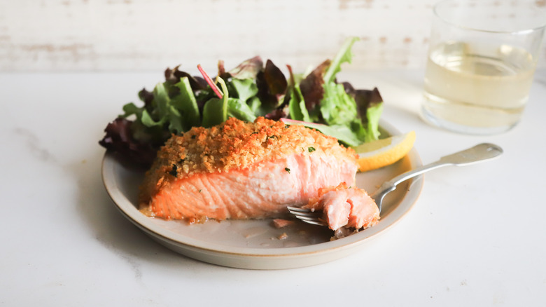 Crusted dijon mustard salmon