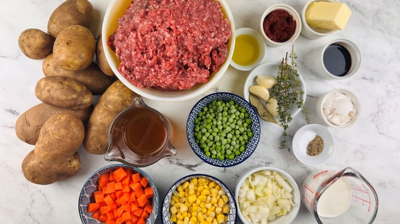 Ingredients for shepherd's pie