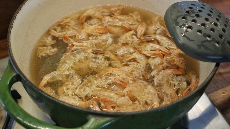 shrimp shells in broth