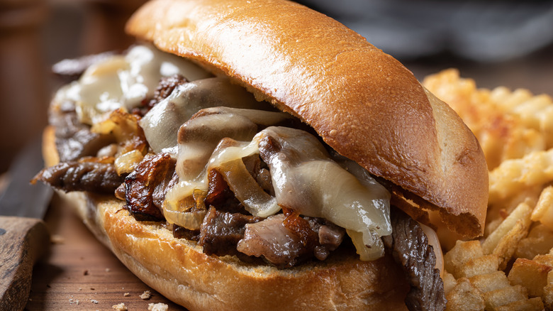 A Philly Cheesesteak sandwich.