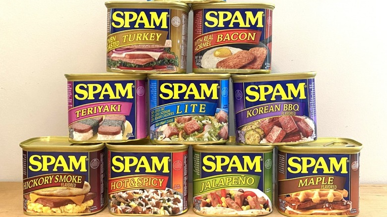 Different types of spam stacked in a pyramid