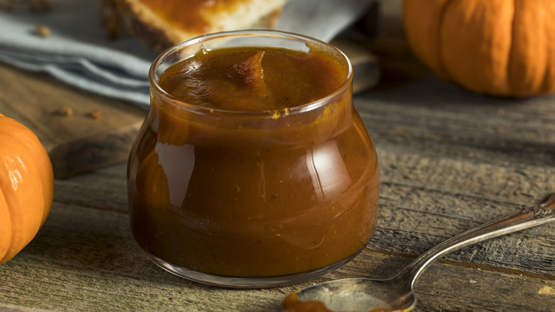 Pumpkin butter in glass jar
