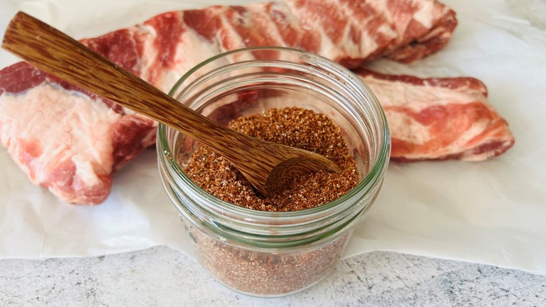 seasoning in jar and ribs