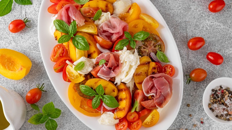 grilled peach Caprese salad
