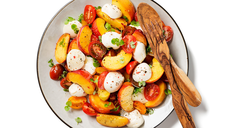 summer Caprese salad with peaches