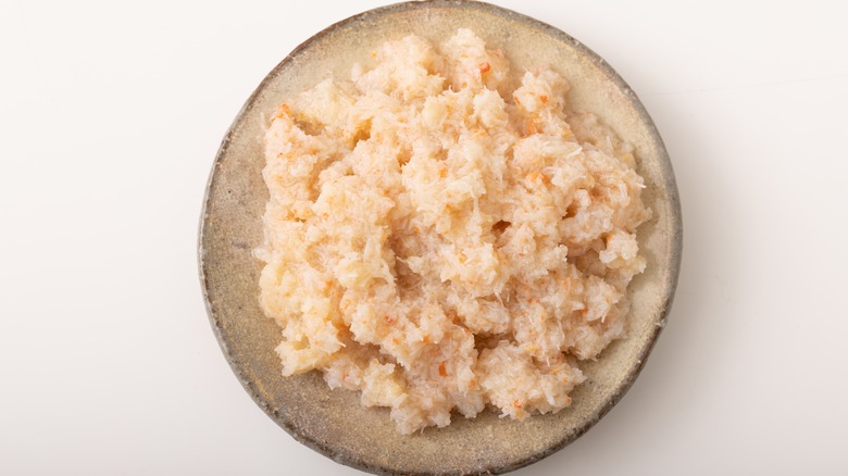Canned crab on a plate