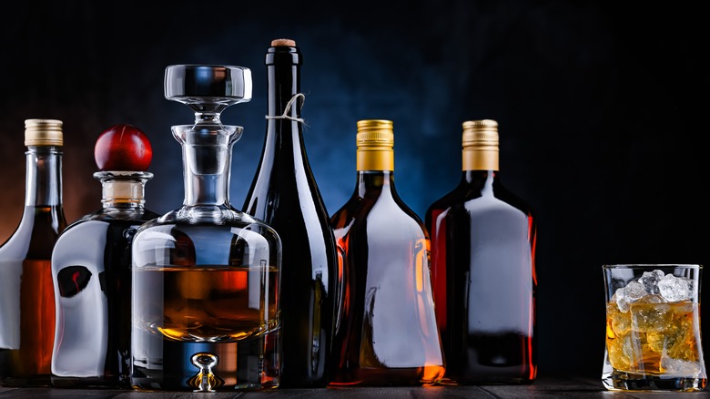 Assorted cognac liquor bottles 